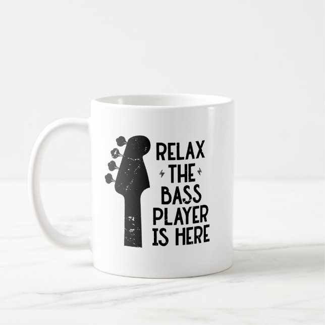 Caneca De Café Relaxe O Jogador De Bass Está Aqui Música Engraçad (Esquerda)