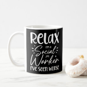 Caneca De Café Relaxe, sou um trabalhador social Piada Pai Mãe Ap