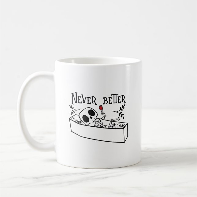 Caneca De Café Relaxing Coffin Skeleton (Esquerda)
