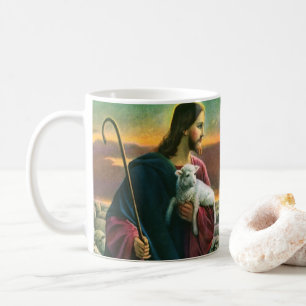 Caneca De Café Religião Vintage, Cristo Bom Pastor com Rebanho