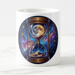 Caneca de Café Relógio de Areia Lunar Cósmico