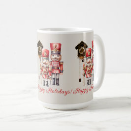 Caneca De Café Relógio de Feriados Felizes dos Soldados Nozes
