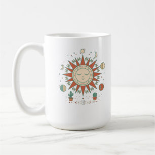 Caneca De Café Relógio de Parede Deserto Celestial - Sol Lua Plan