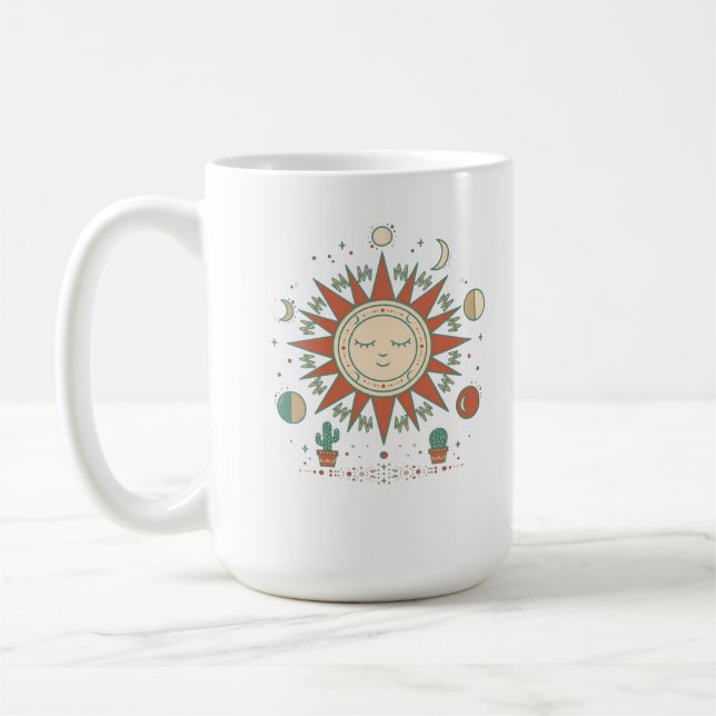 Caneca De Café Relógio de Parede Deserto Celestial - Sol Lua Plan (Esquerda)