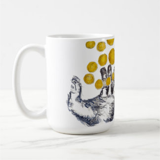 Caneca De Café Relógio de Parede Mãos Estendidas com Globos Doura