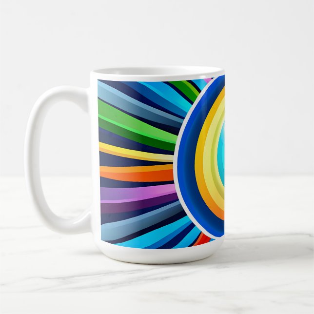 Caneca De Café Relógio de parede moderno com o sol radial vibrant (Esquerda)