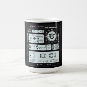 Caneca De Café Relógio Digital Cyberpunk Tech Mug - Modo Escuro