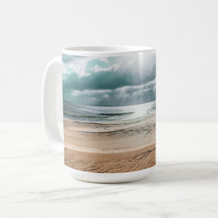 Caneca De Café Relógio Personalizado da Cena de Praia