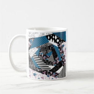 Caneca De Café Remendo azul, popular, remendo, folclórico, rústic