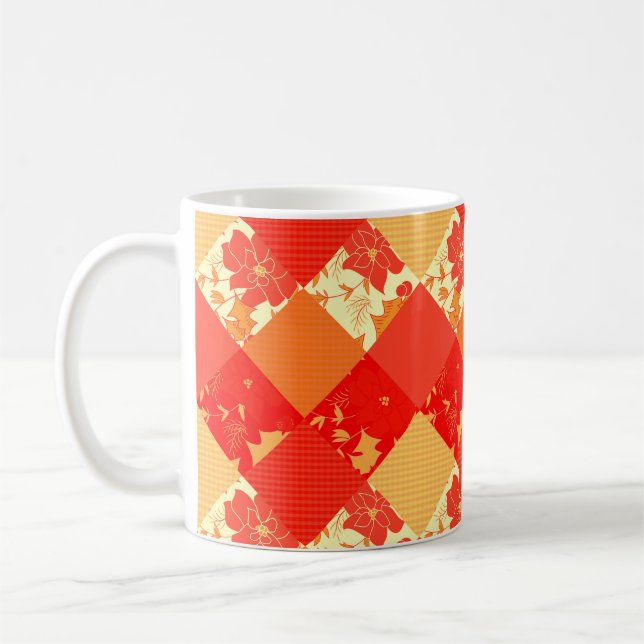 Caneca De Café Remendo de patchwork de Natal sem emendas padrão g (Esquerda)