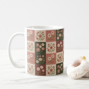 Caneca De Café Remendo Floral Rústico Sem Costura
