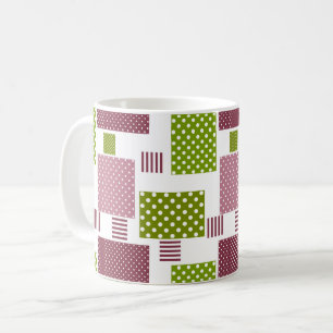 Caneca De Café Remendo marrom verde bolinhas branco costas