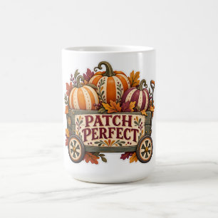 Caneca De Café Remendo Perfeito Vagão de Abóbora de Outono