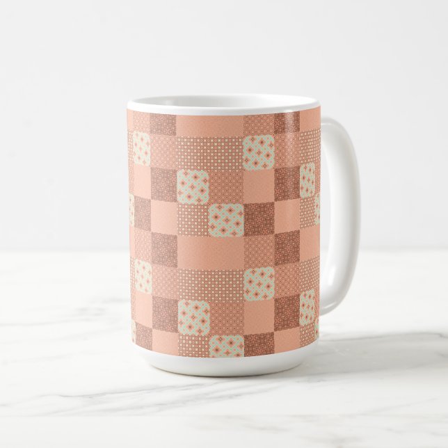 Caneca De Café Remendo Rosa Retro (Frente Esquerda)