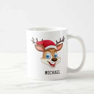 Caneca De Café Rena Bonita Personalizada Nome Natal