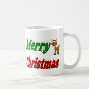 Caneca De Café Rena de Natal Alegre tipografia metade verde verme