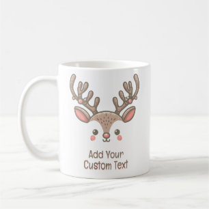Caneca De Café Rena de Natal com Chifre Personalizado com Texto