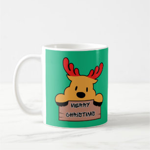 Caneca De Café Rena de Natal de Desenho Animado Fofa