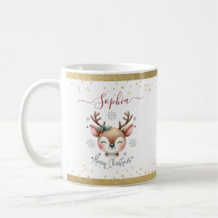 Caneca De Café Rena de Natal Face Presentes de Férias