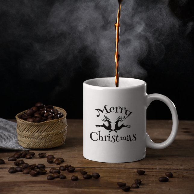 Caneca De Café Rena de Natal Feliz Preto (Criador carregado)