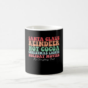 Caneca De Café Rena de Papai Noel Cacau Quente Luzes de Natal