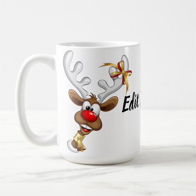 Caneca De Café Rena divertida espiando Meme de Natal (Esquerda)