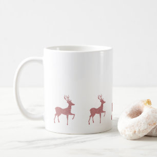 Caneca De Café Rena Dourado cor-de-rosa do Natal do brilho do