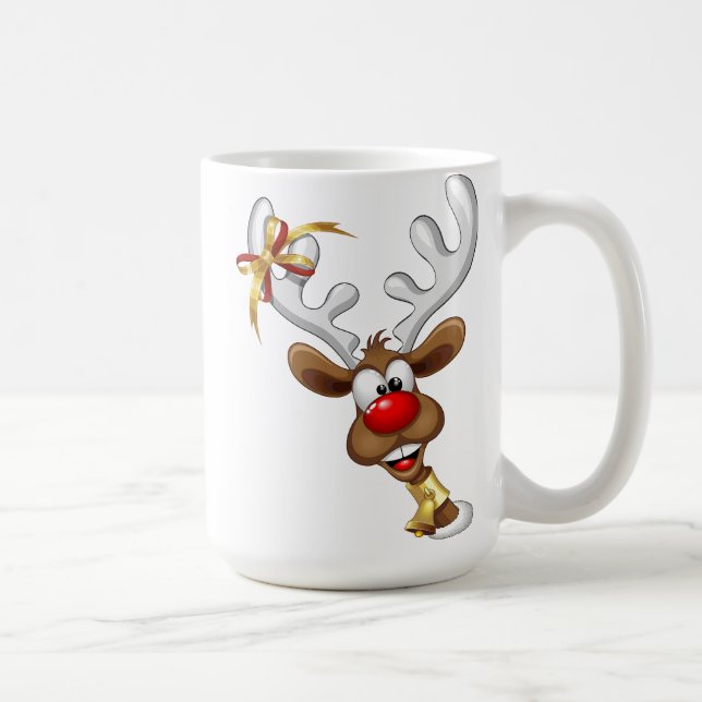 Caneca De Café Rena Fofa Espiando Meme de Natal (Direita)