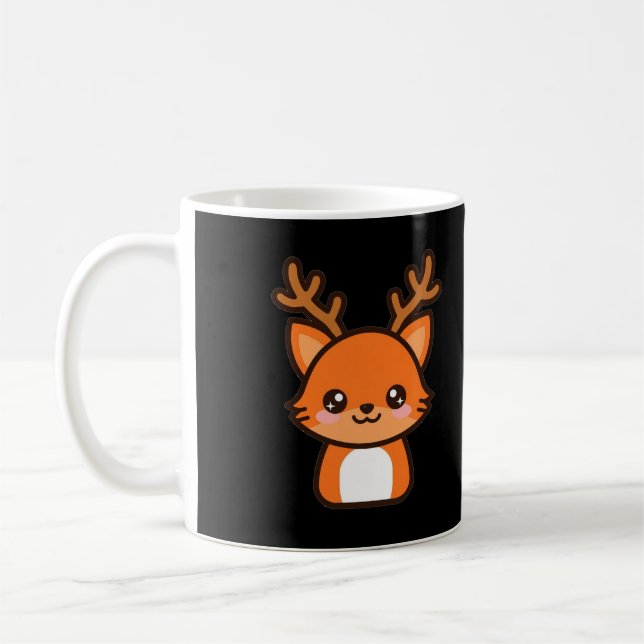 Caneca De Café Rena Raposa Natal Adorável (Esquerda)