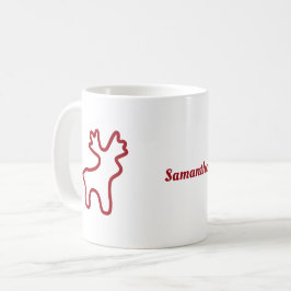 Caneca De Café Rena Vermelha Contorno Nome Personalizado