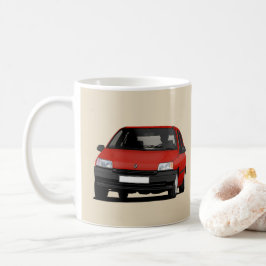 Caneca De Café Renault Clio I, ilustração vermelha x 2