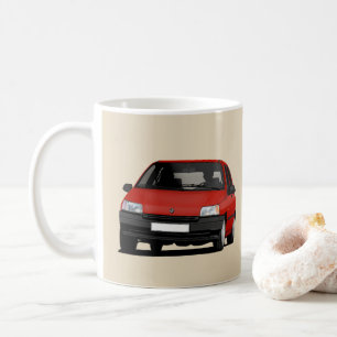 Caneca De Café Renault Clio I, ilustração vermelha x 2