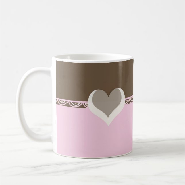Caneca De Café Renda Rosa e Chocolate (Esquerda)