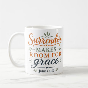 Caneca De Café Rendição Dá Espaço à Graça Fé Botânica