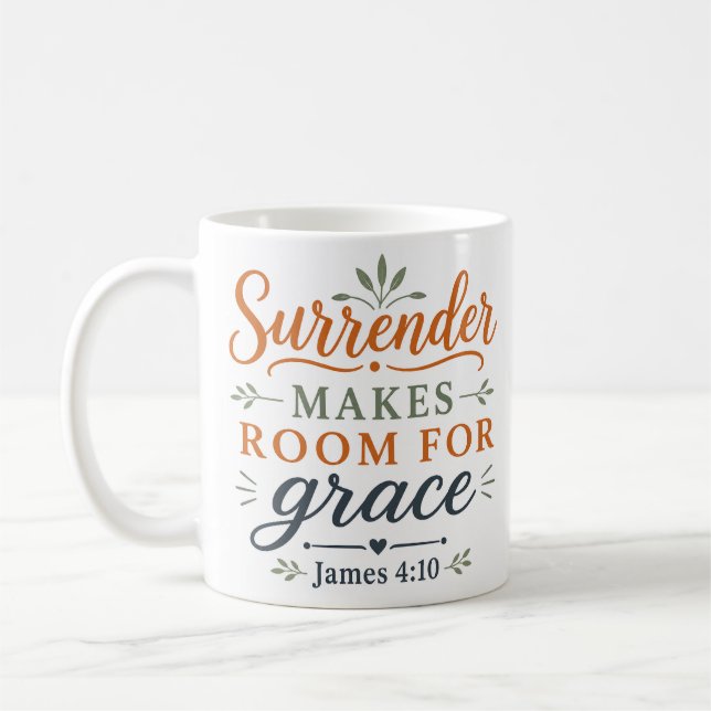 Caneca De Café Rendição Dá Espaço à Graça Fé Botânica (Esquerda)