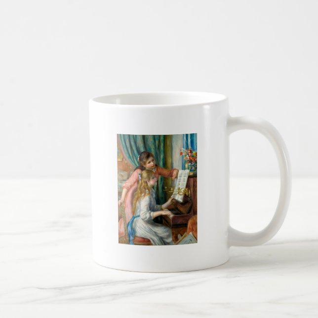 Caneca De Café Renoir Girls no Piano Impressionismo Pintura (Direita)