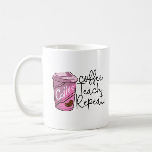 Caneca De Café Repetição de Ensino de Café Engraçado Citação de