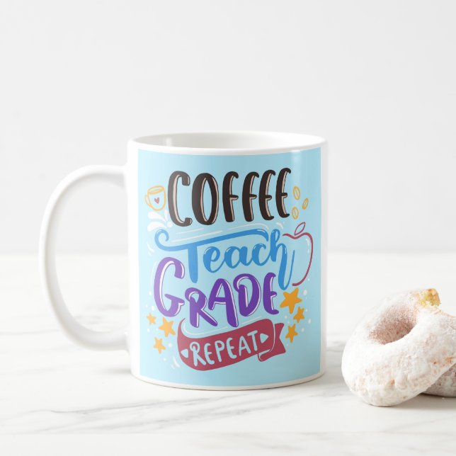 Caneca De Café Repetição de Nível de Ensino de Café (Com Donut)