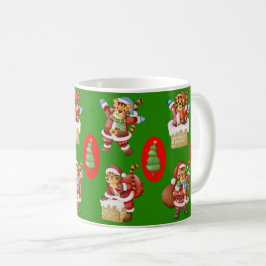 Caneca De Café Repetindo padrão de Natal com tigres como Sa