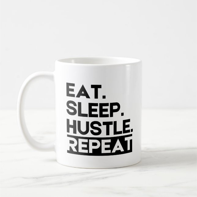 Caneca De Café Repetir o hustle de latência - Motivação (Esquerda)