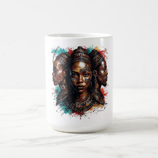 Caneca De Café Representação artística de três mulheres com rosto