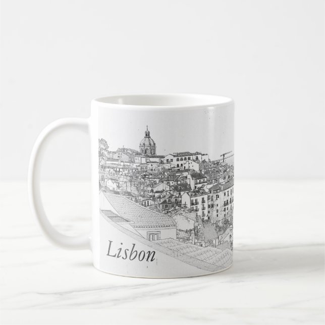 Caneca De Café Reprodução do Lápis de Alfama em Lisboa (Esquerda)