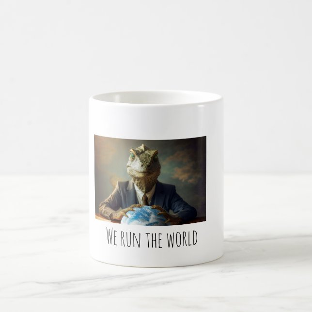 Caneca De Café Reptilians Run The World (Centro)