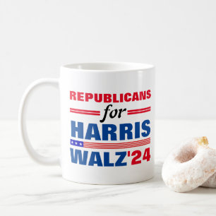 Caneca De Café Republicanos por Harris Walz Red Blue