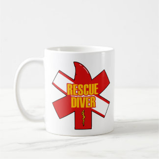 Caneca de Café Rescue Diver Fonte Amarela