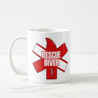 Caneca de Café Rescue Diver Fonte Branca