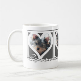 Caneca De Café RESCUE DOG MOM Three Photo Heart Frame Cinza