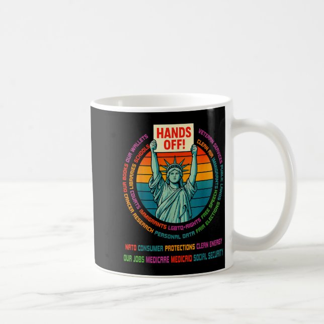 Caneca De Café Resist Resistance Usa Statue Of Liberty Hands Off  (Direita)