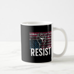 Caneca De Café Resista à Bandeira Americana Distorcida de Cabeça