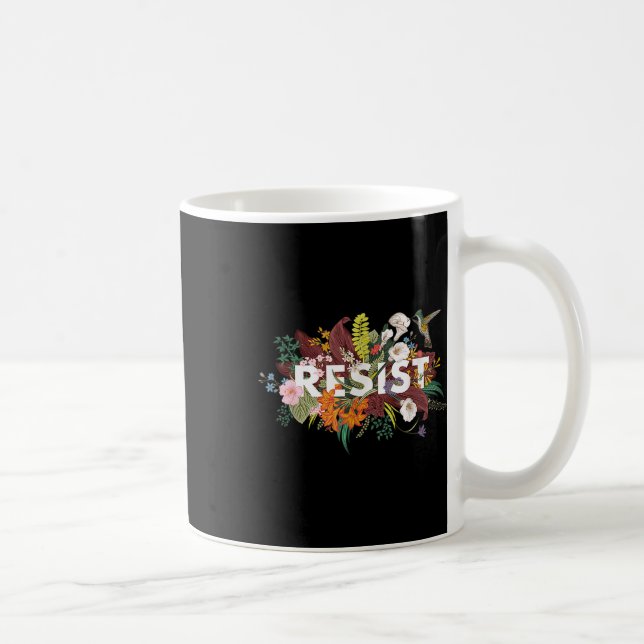 Caneca De Café Resistência a Protesto Político Anti-Trump Floral (Direita)